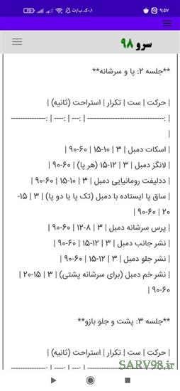 نرم افزار برنامه بدن سازی